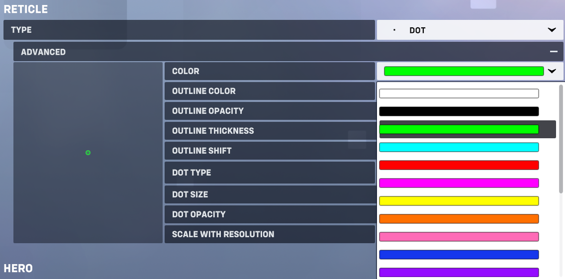 Overwatch 2 Crosshair (Reticle) Colors