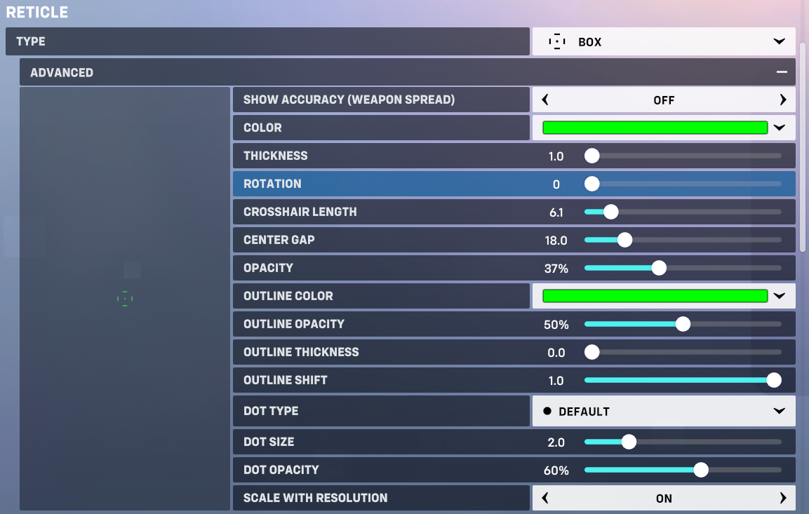 Overwatch 2 Crosshair (Reticle) Advanced Options